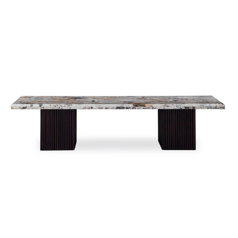 Maddox Stone-Top Center Table – Brown & Gold Elegance