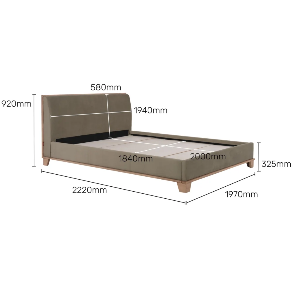 Marion King Size Bed – Nobel Green & Walnut