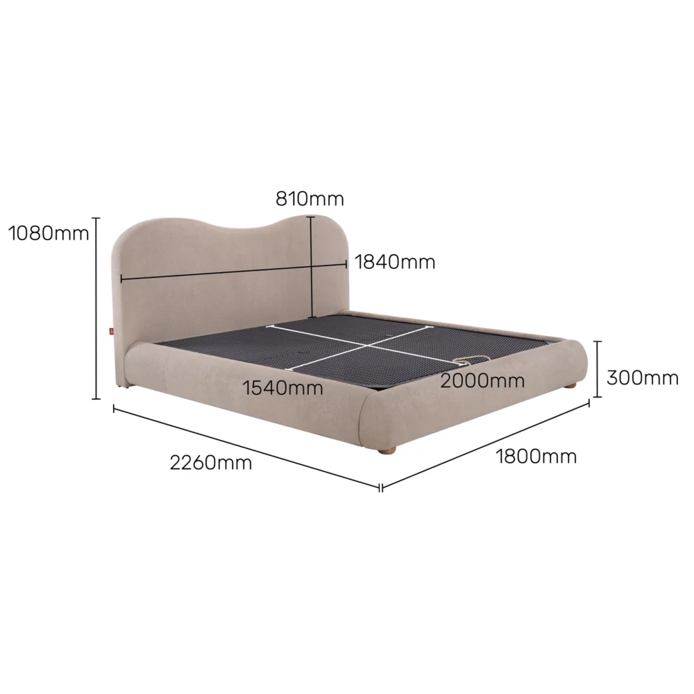 Ripple Queen Size Bed – Bouclé Elegance in Tuscan Beige