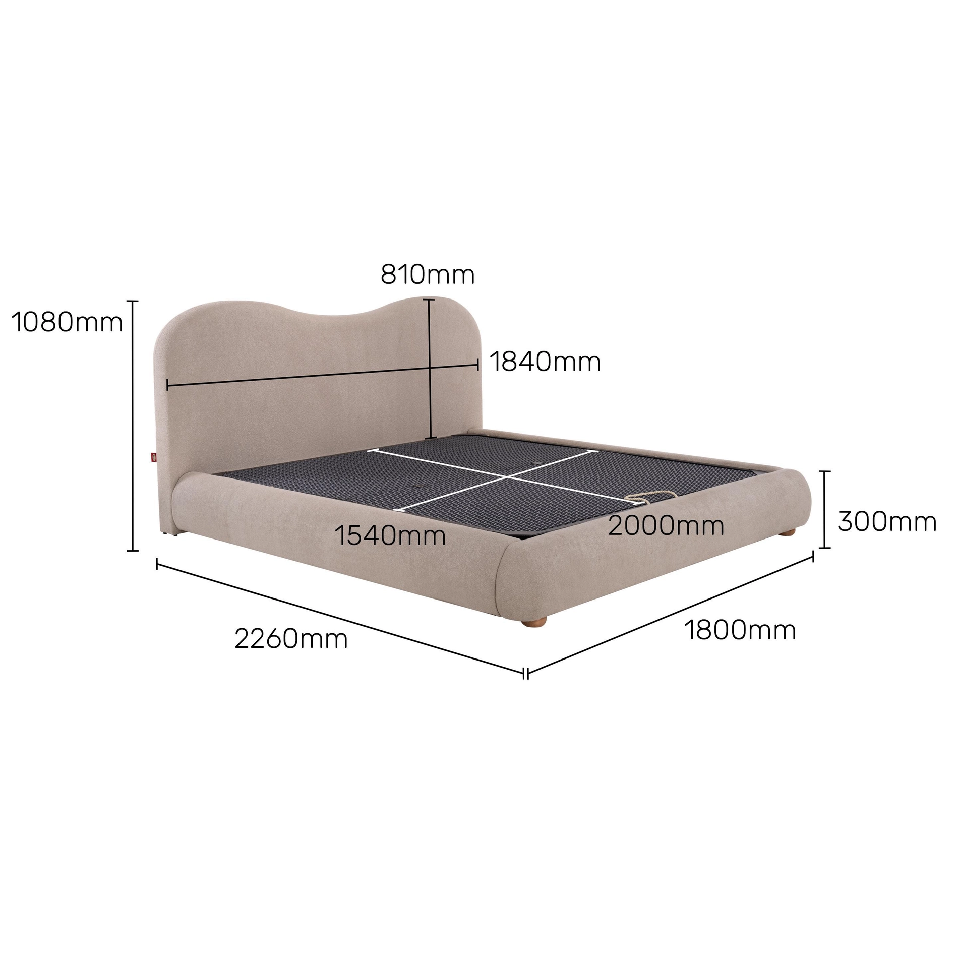 Ripple Queen Size Bed – Bouclé Elegance in Tuscan Beige