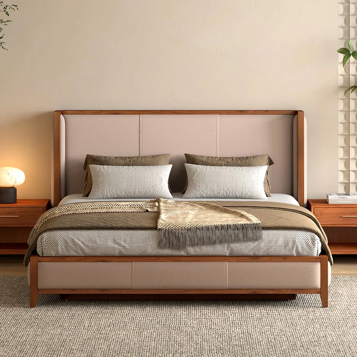497481737982447 Kingsley King Size Bed – Regal Comfort in Chestnut Beige