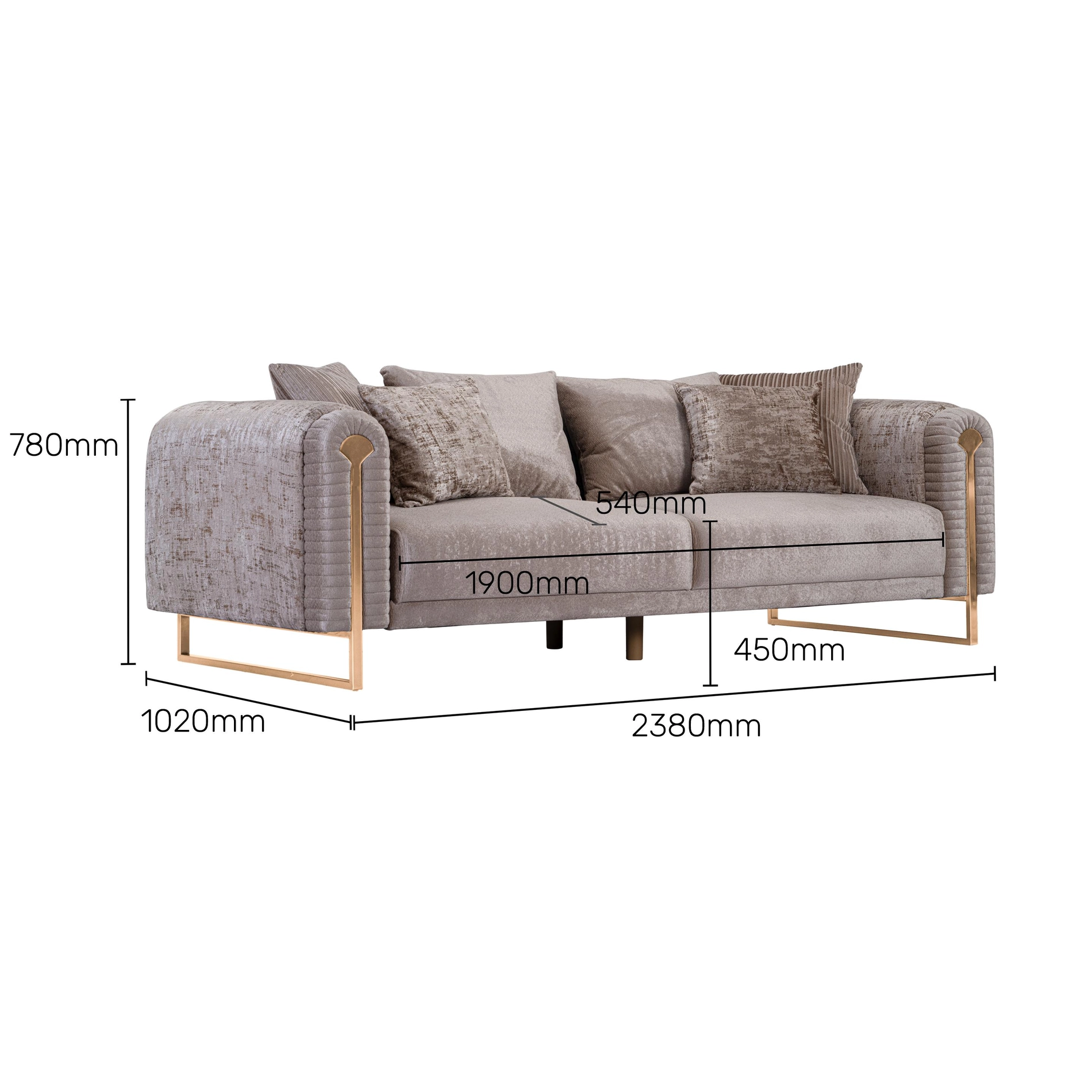 Augustus Velvet Sofa Set 3+3 in Biscotti Beige