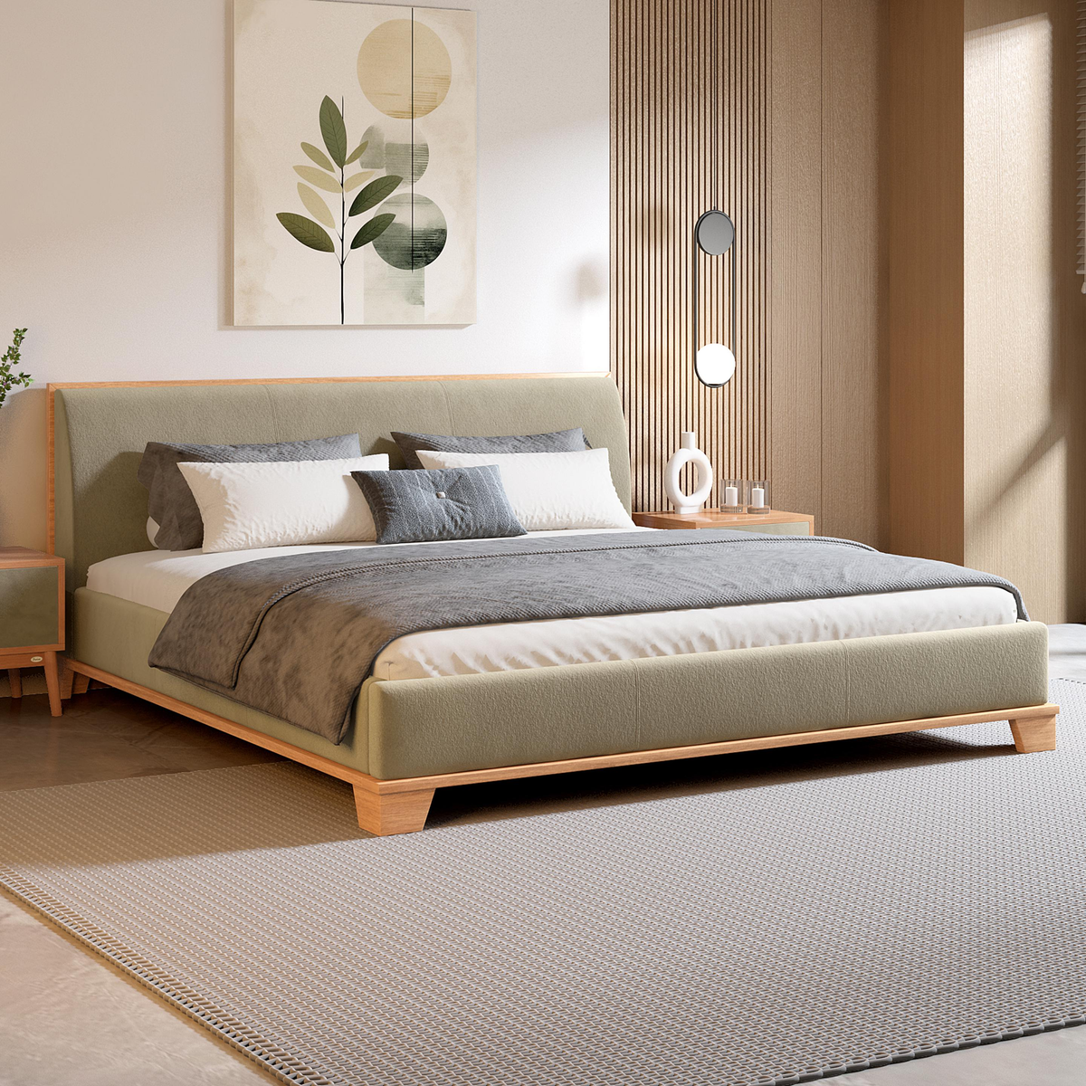 Marion King Size Bed – Nobel Green & Walnut