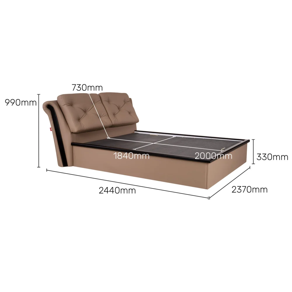 Cambert Premium Leatherette King Size Bed in Mushroom Brown