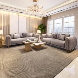 Augustus Velvet Sofa Set 3+3 in Biscotti Beige