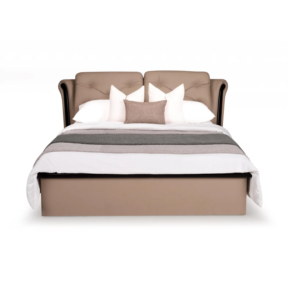 Cambert Premium Leatherette King Size Bed in Mushroom Brown