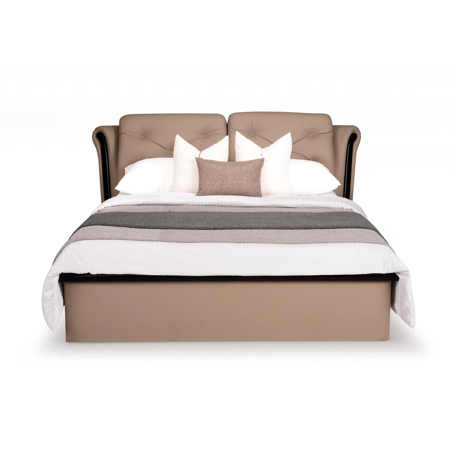 89151721626306 Cambert Premium Leatherette King Size Bed in Mushroom Brown