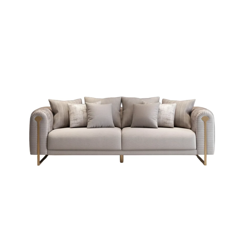 Augustus Velvet Sofa Set 3 in Biscotti Beige