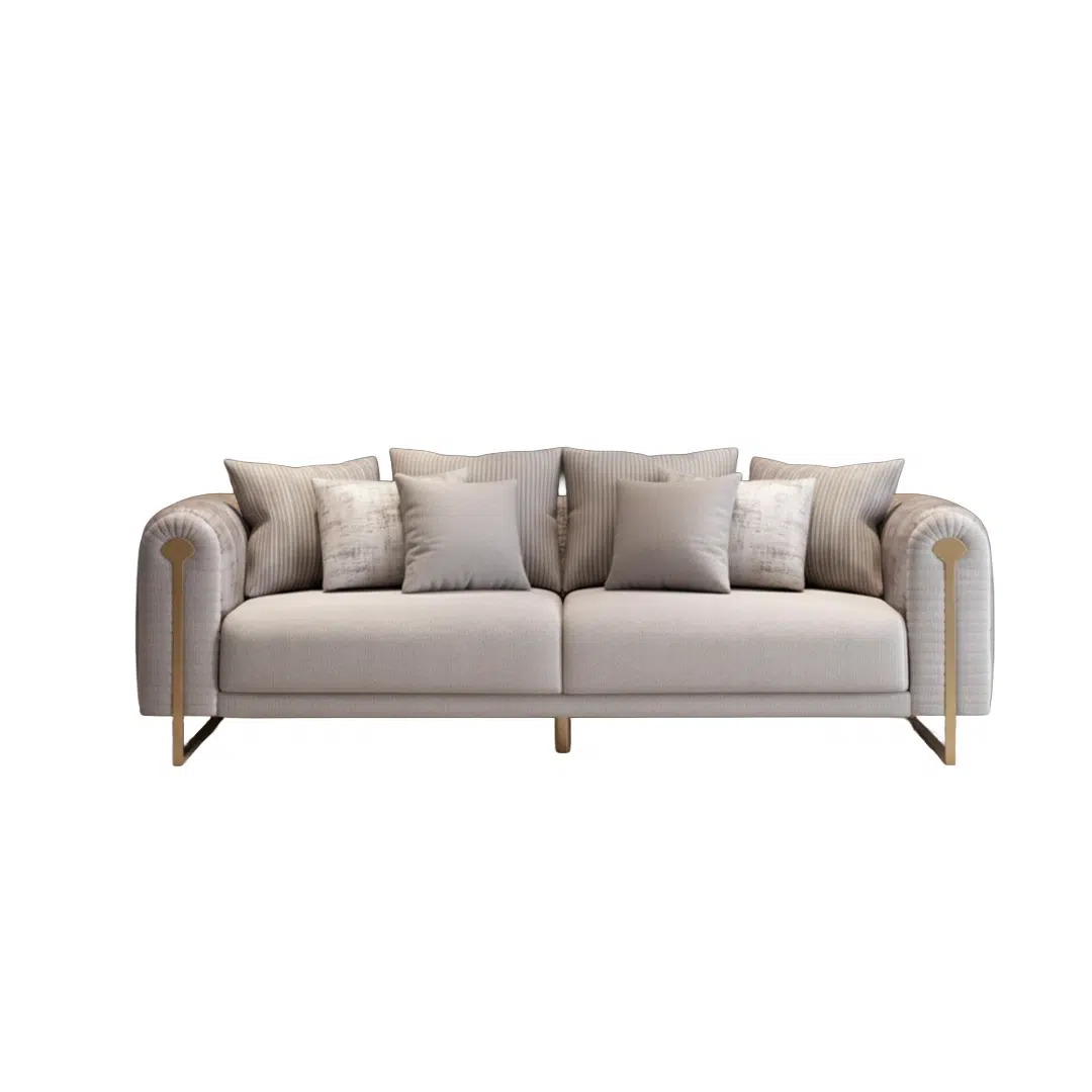 Augustus Velvet Sofa Set 3 in Biscotti Beige