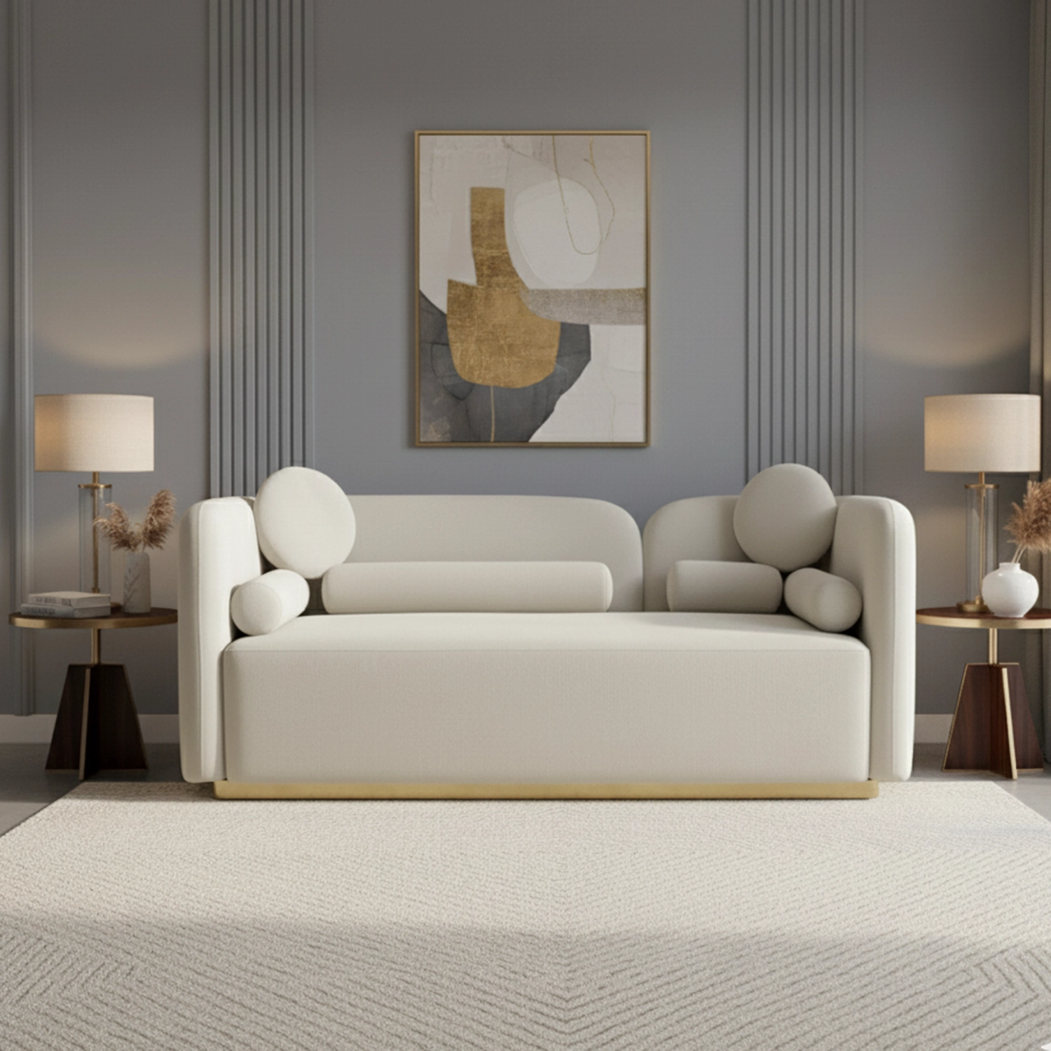 Orbit 3-Seater Sofa – Sculptural Modern Design with Gold Accents