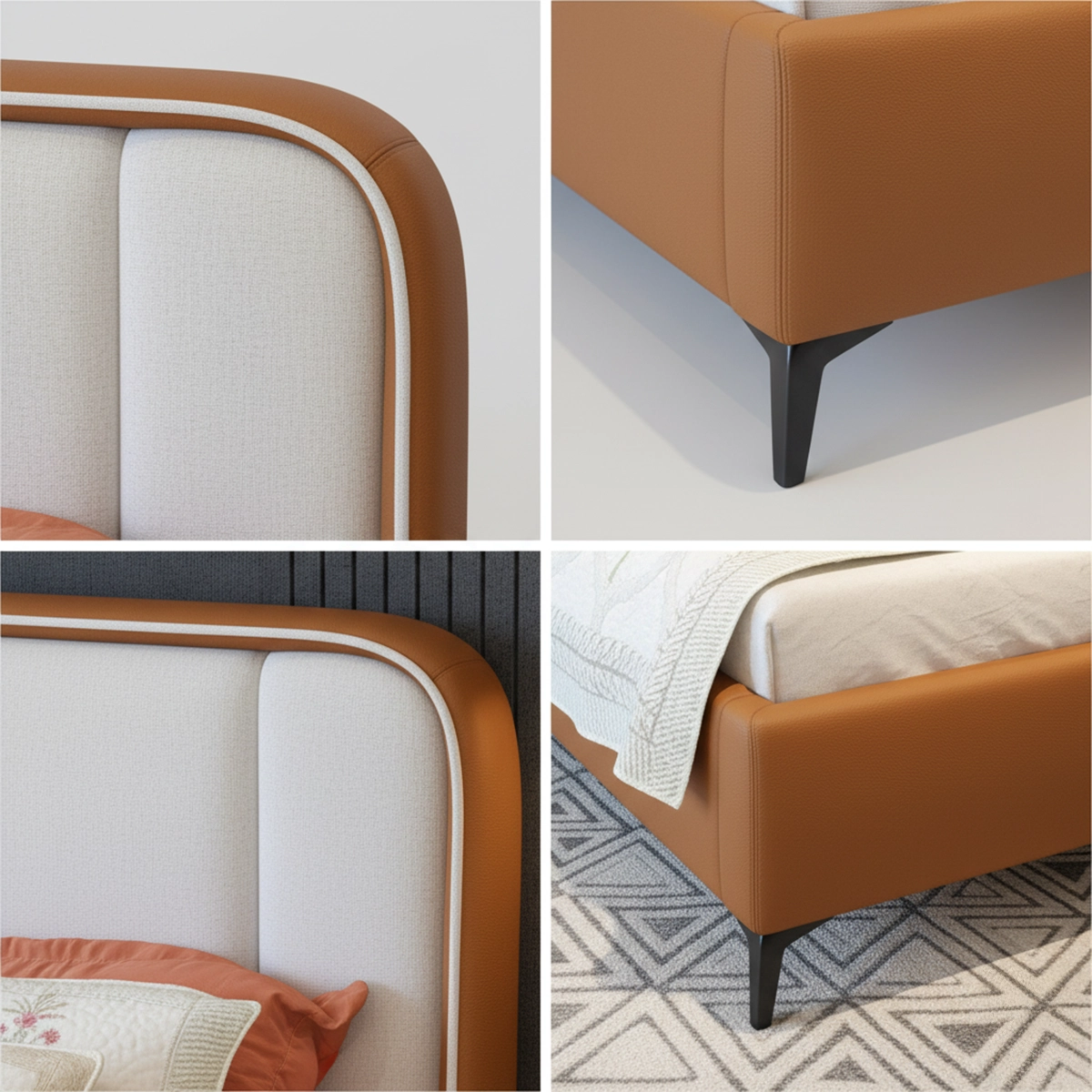 Aarvi Upholstered Bed – King & Queen Size Wooden Bed Aarvi Upholstered Bed – King & Queen Size Wooden Bed with Cushioned Headboard