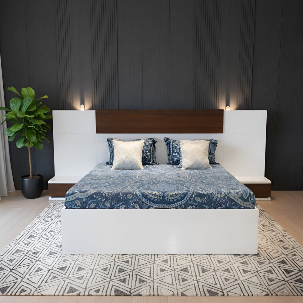 Studio Slate PU Finish Bed – Modern Wooden Bed with Premium Finish