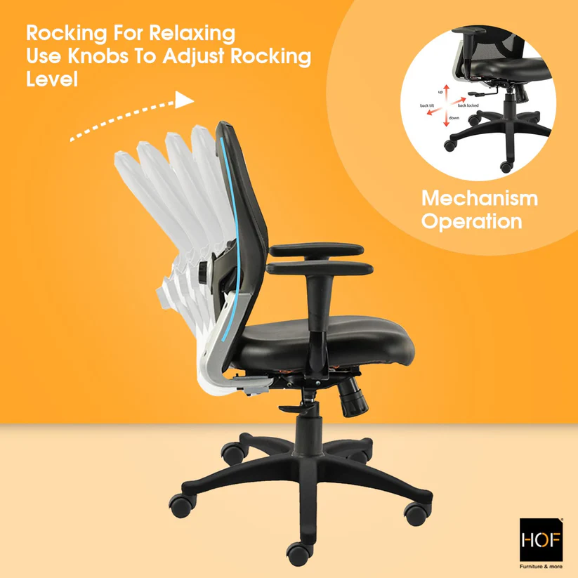 HOF F508 Ergonomic Executive Office Chair – Mid Back Revolving Desk Chair