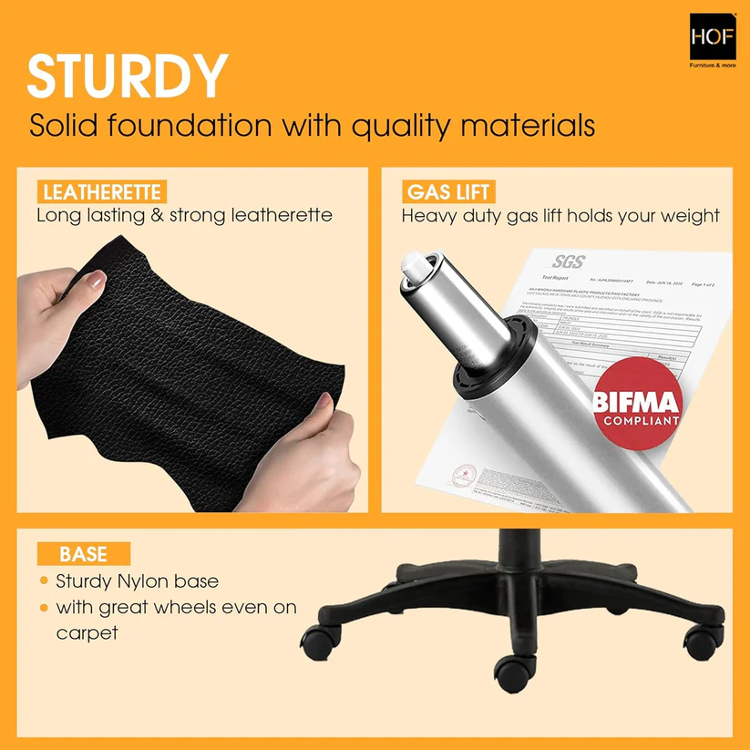 HOF F508 Ergonomic Executive Office Chair – Mid Back Revolving Desk Chair