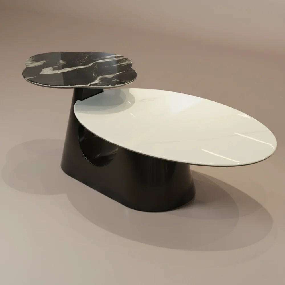 Orbit Center Table – Ceramic Top Rotating Coffee Table with Hydraulic Extension | Sankalp Interino