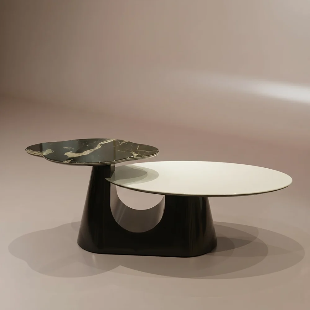 Orbit Center Table – Ceramic Top Rotating Coffee Table with Hydraulic Extension | Sankalp Interino