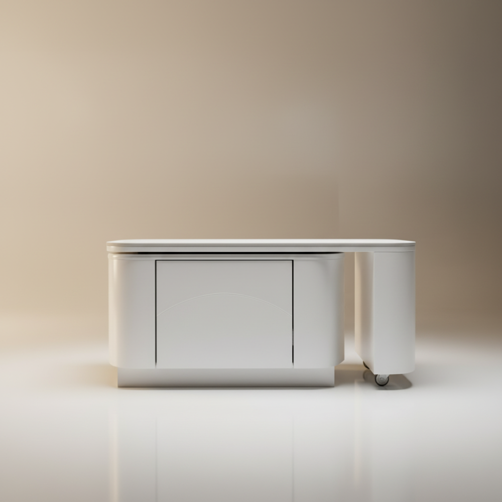 modern-rotating-center-table-front-view King Center Table – PU Finish Coffee Table with Ceramic Top & 360° Rotating Design | Sankalp Interino