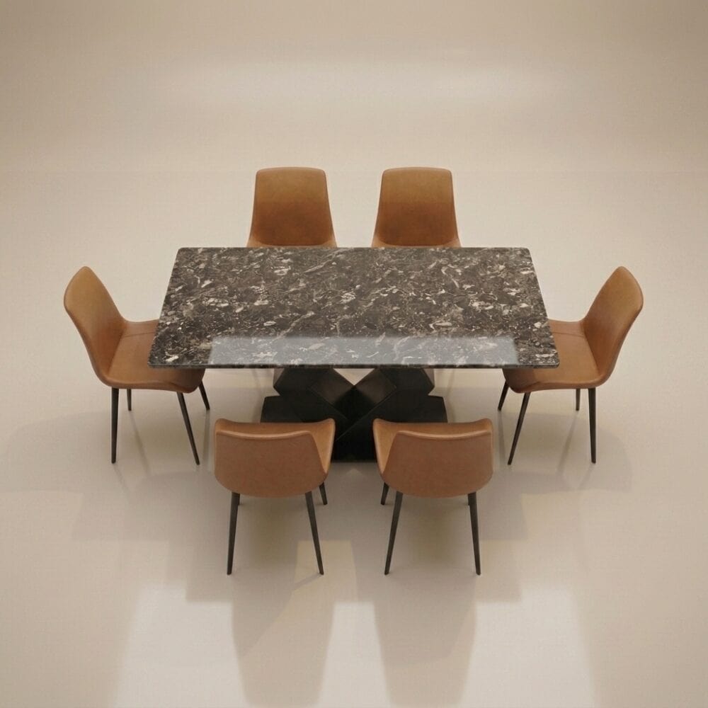 Modern 6 seater marble dining table by Sankalp Interino