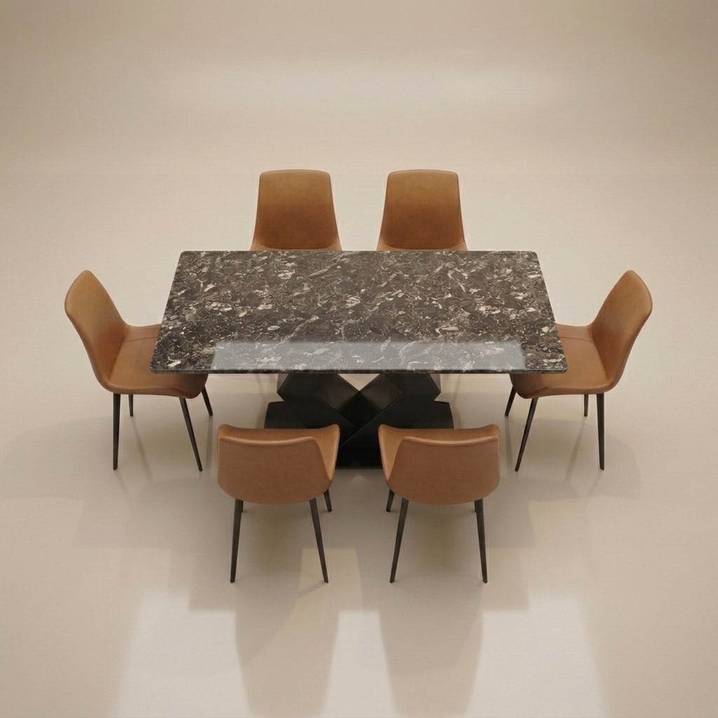 Modern 6 seater marble dining table by Sankalp Interino