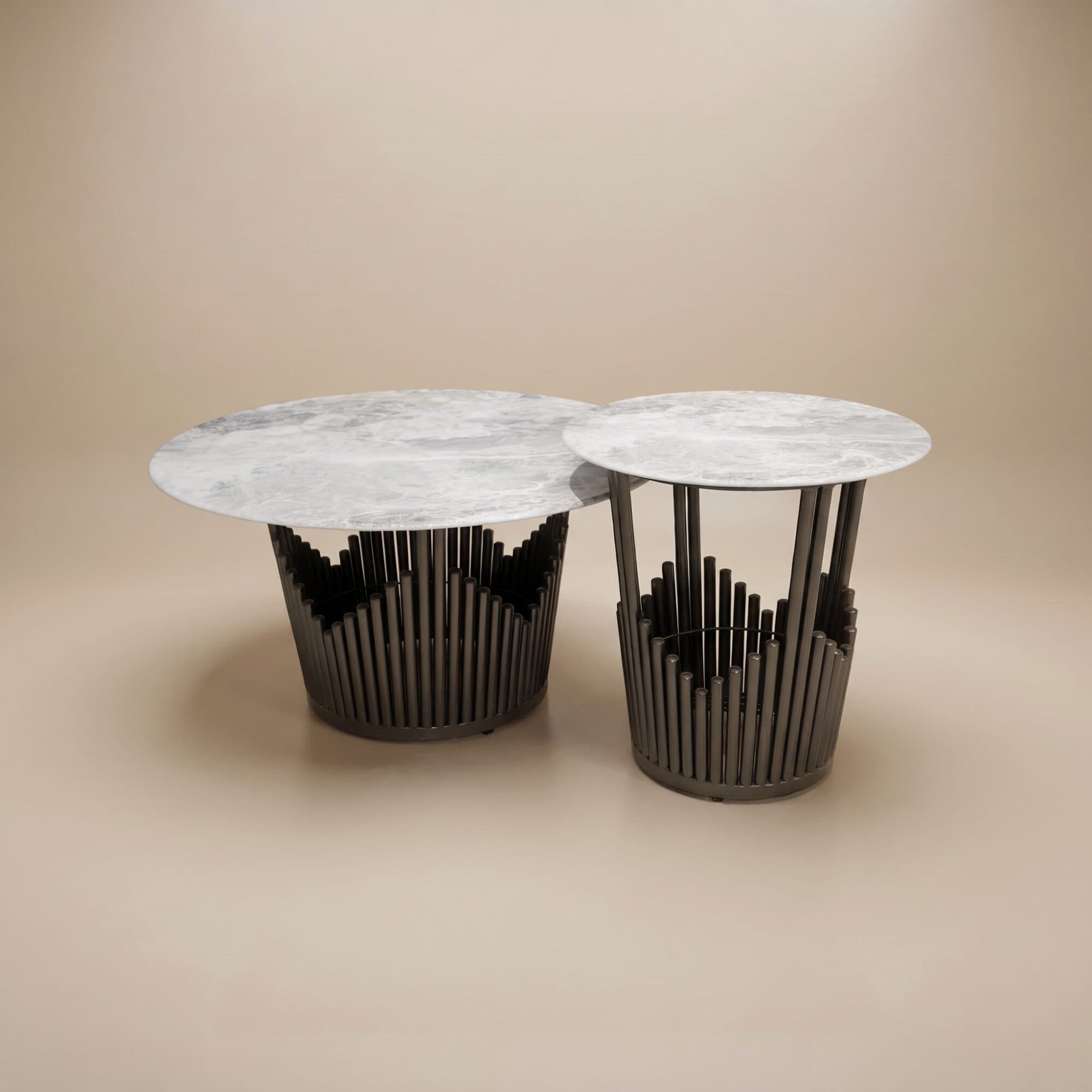 Montaro Twin Center Table Set | Modern Round Nesting Coffee Tables | Sankalp Interino